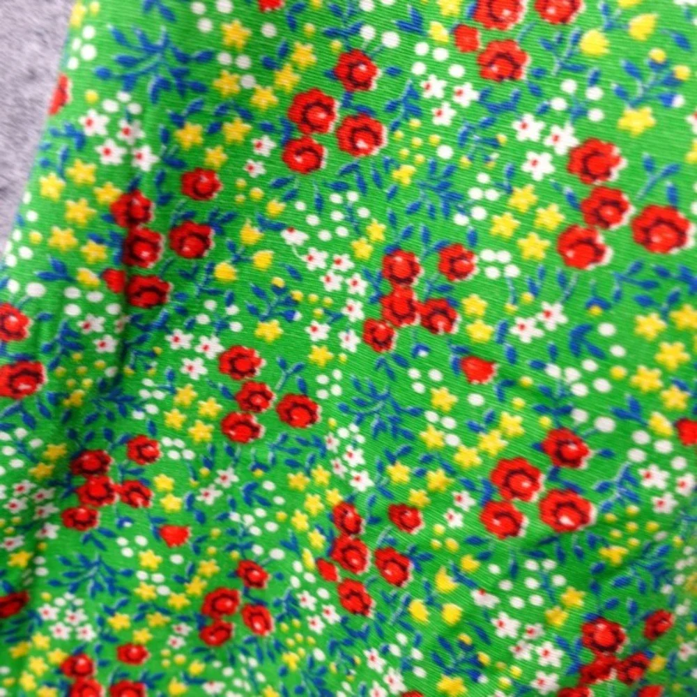 Vintage Floral Maxi Skirt Womens XS Green Ditsy Garden Tiered Boho Cottage‎ 70s